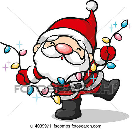 450x441 Clipart Of Santa Claus With Christmas Light Bulbs U14039971