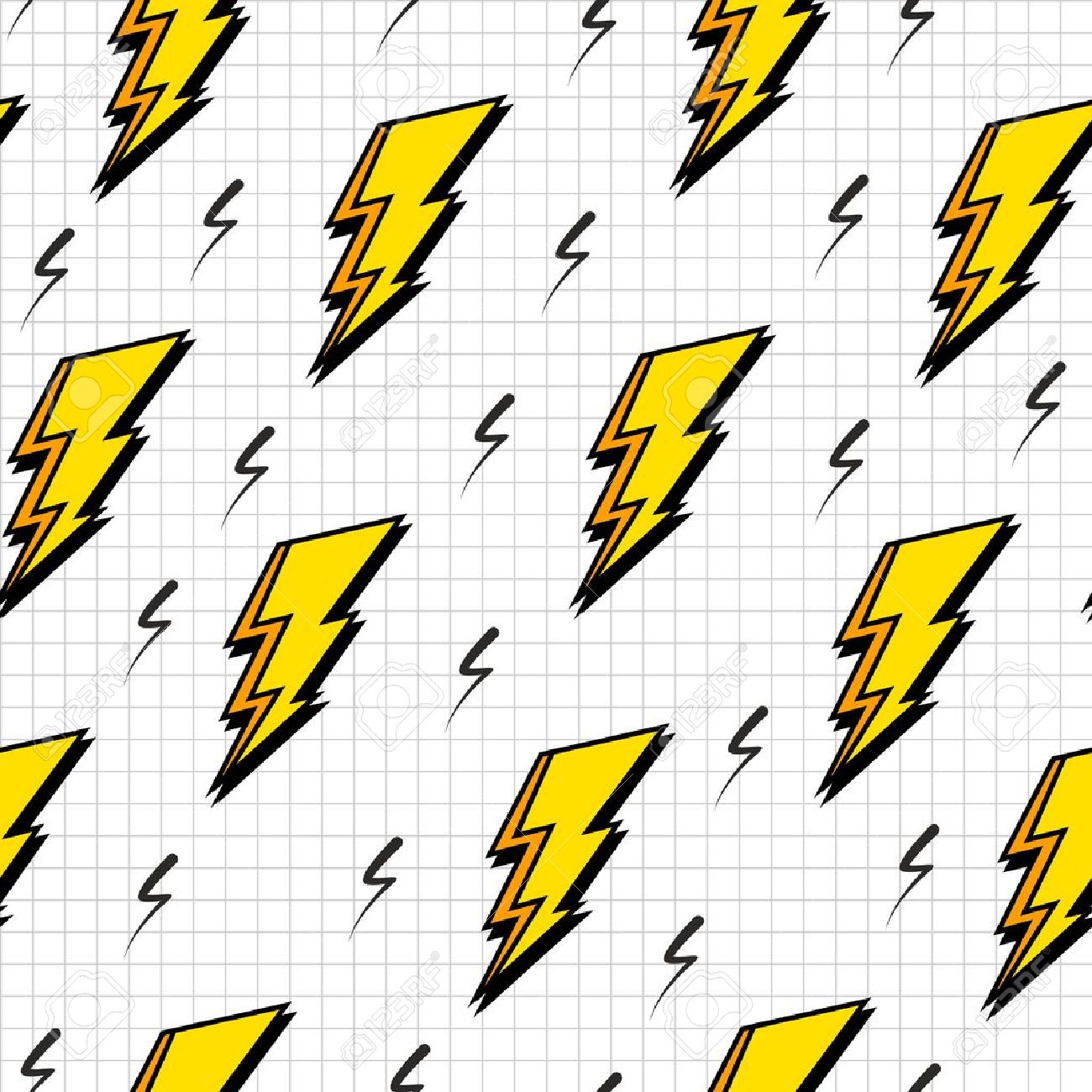 1300x1300 Retro Vintage 80s Lightning Bolts Fashion Style Seamless Pattern
