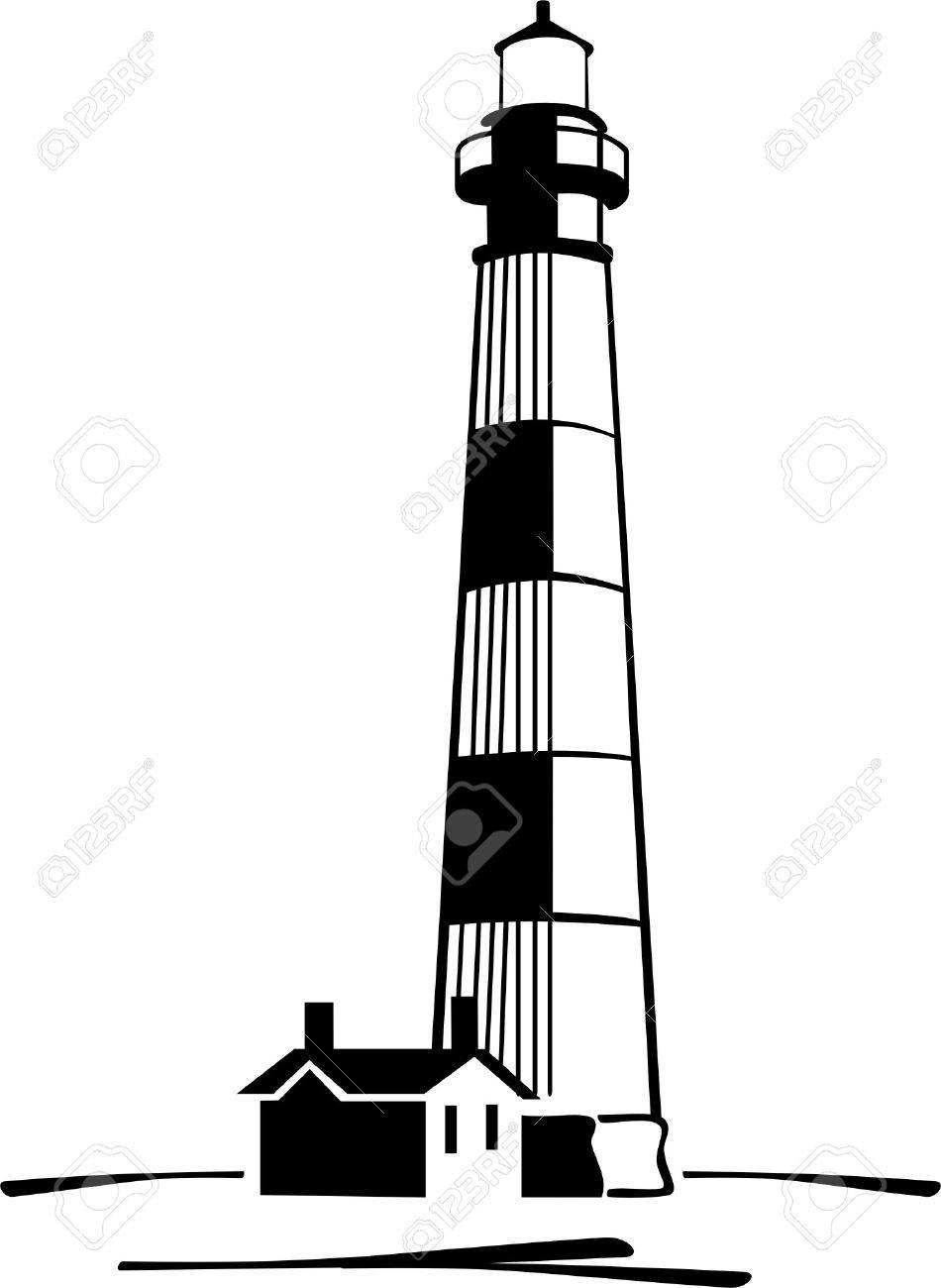 950x1300 Black And White Image Of Llighthouse Royalty Free Cliparts