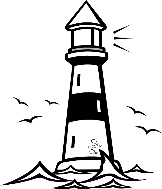 555x648 Drawn Lighthouse Black And White