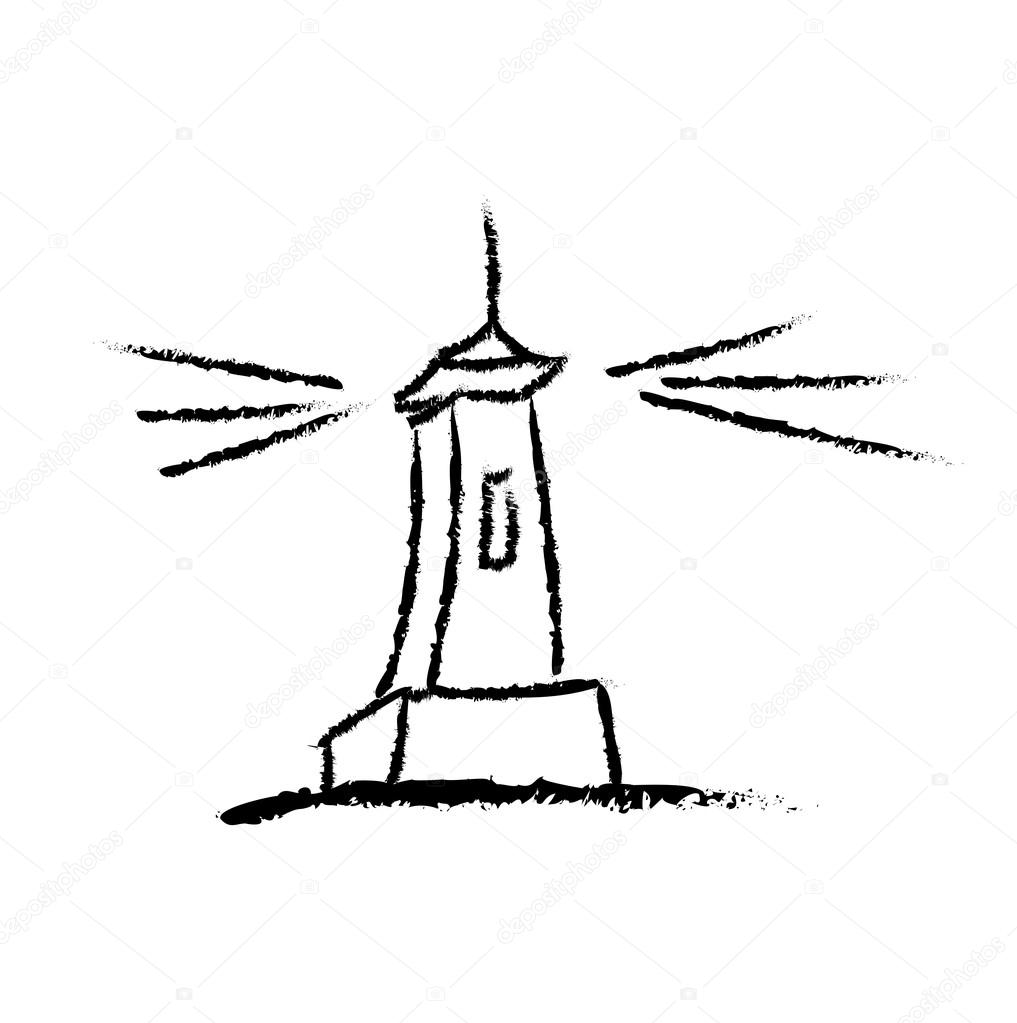 1017x1023 Hand Drawn, Sketch, Illustration Of Lighthouse Stock Vector