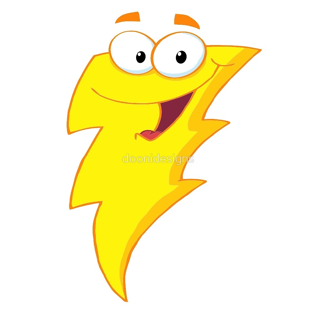 1000x1000 Silly Cute Cartoon Lightning Bolt Character By Doonidesigns