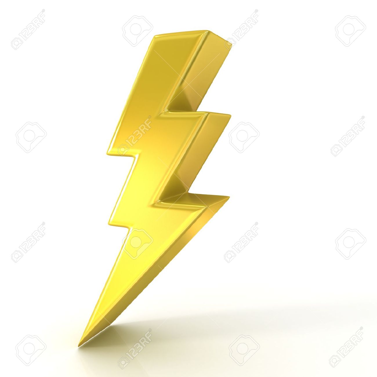 1300x1300 Lightning Symbol, 3d Golden Sign Isolated On White Background