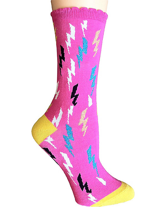 560x700 Totally Bolty Crew Pink Accessories Legwear Socks No Sub Class