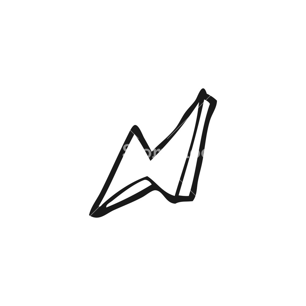 1000x1000 Freehand Drawn Black And White Cartoon Lightning Bolt Royalty Free