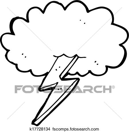450x460 Clipart Of Cartoon Lightning Bolt And Cloud K17728134