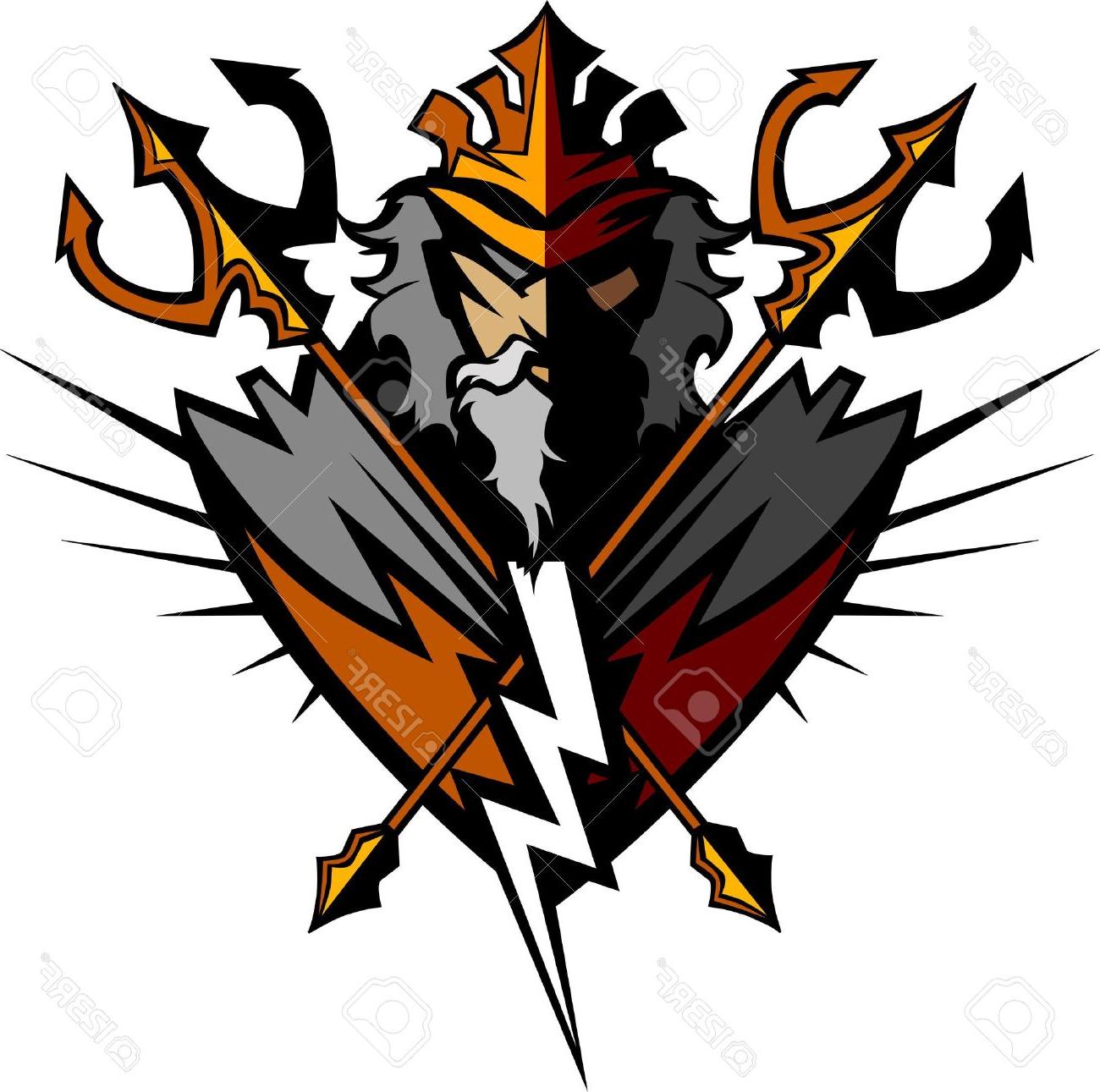 1300x1291 Best Greek God Tridents And Lightning Bolt Graphic Vector Image