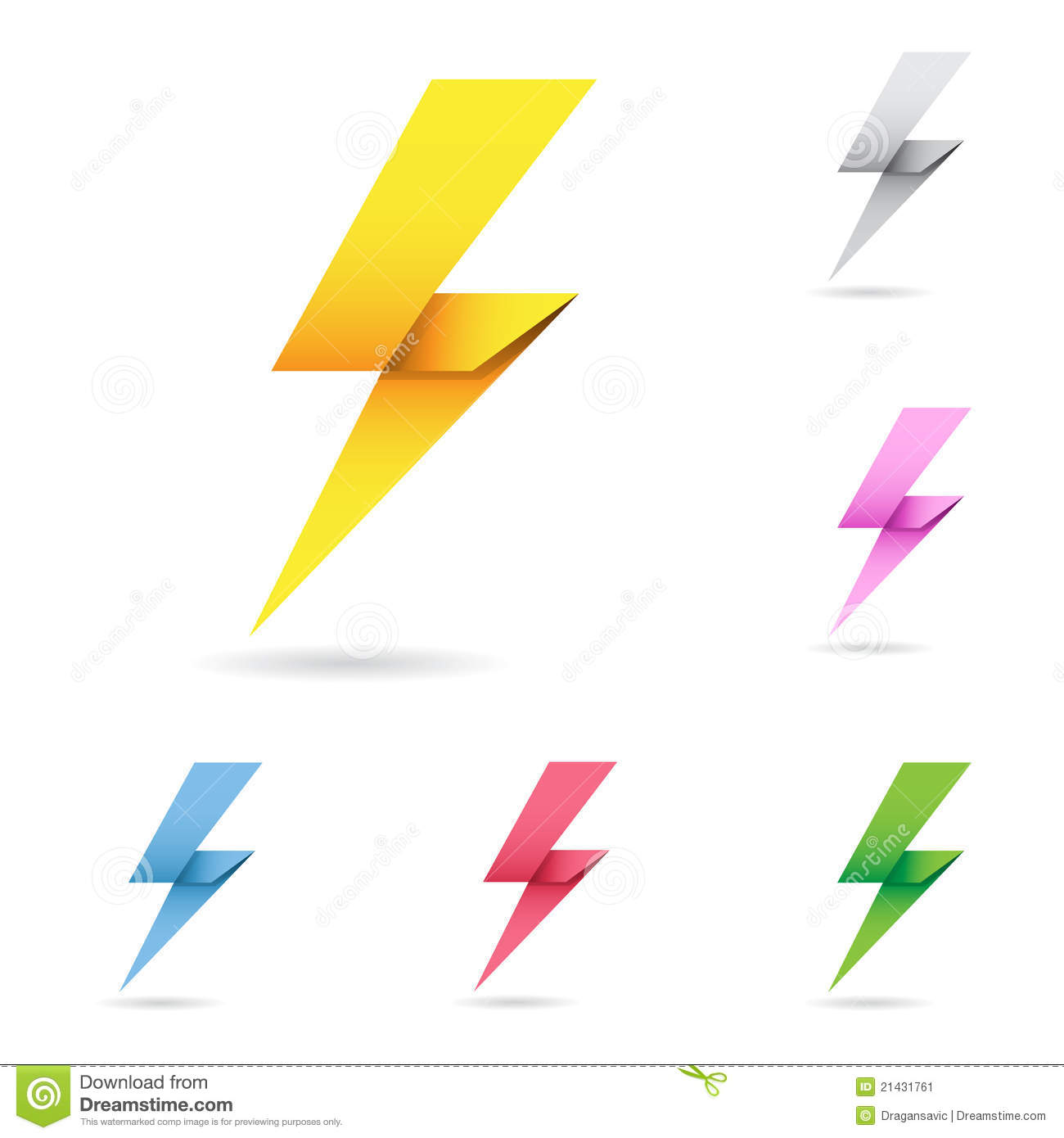1300x1390 Set Of Origami Lightning Bolts