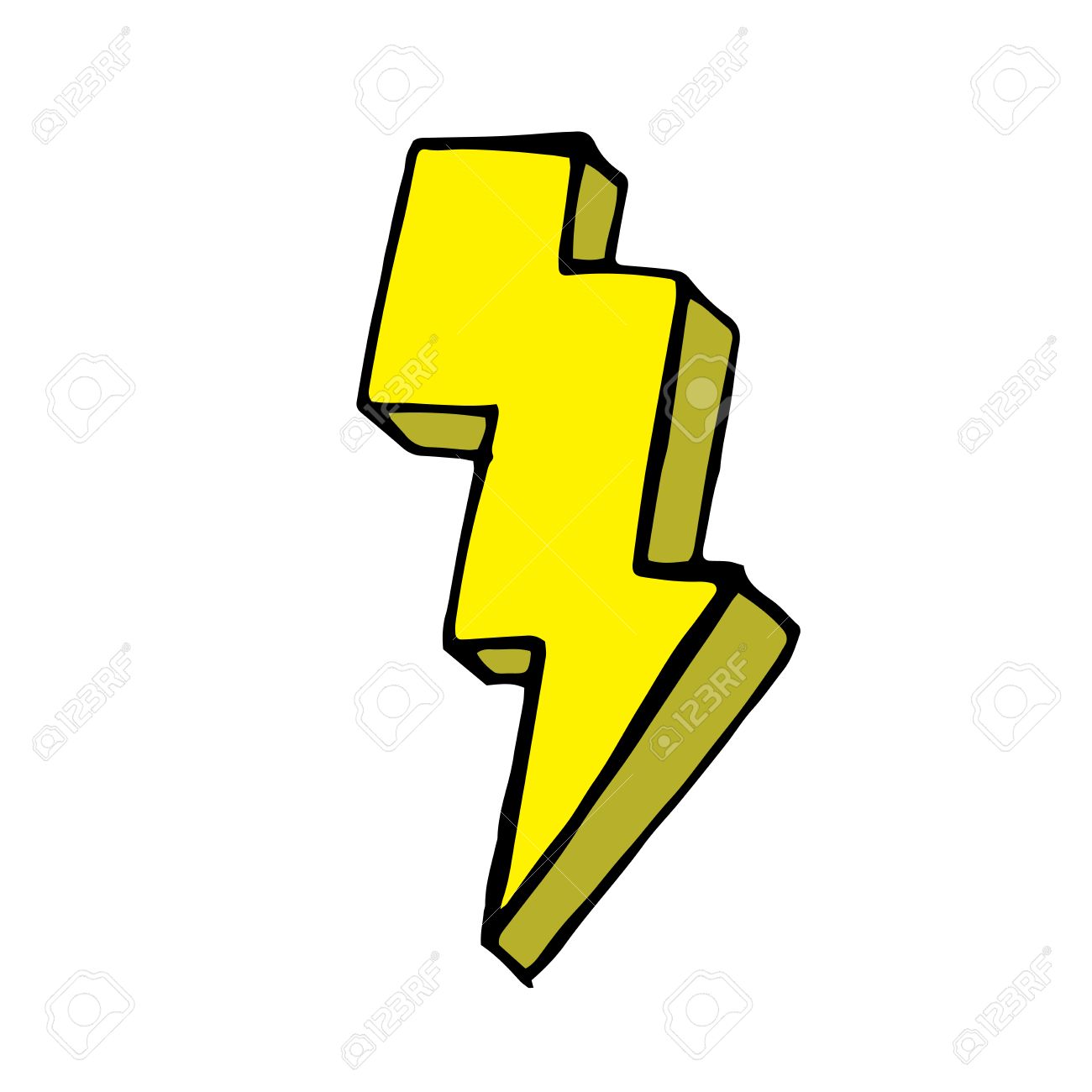 1300x1300 Yellow Lightning Bolt Doodle. Vector Hand Drawn Illustration
