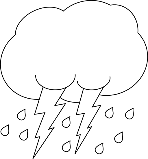 512x550 Black And White Lightning And Rain Cloud Clip Art