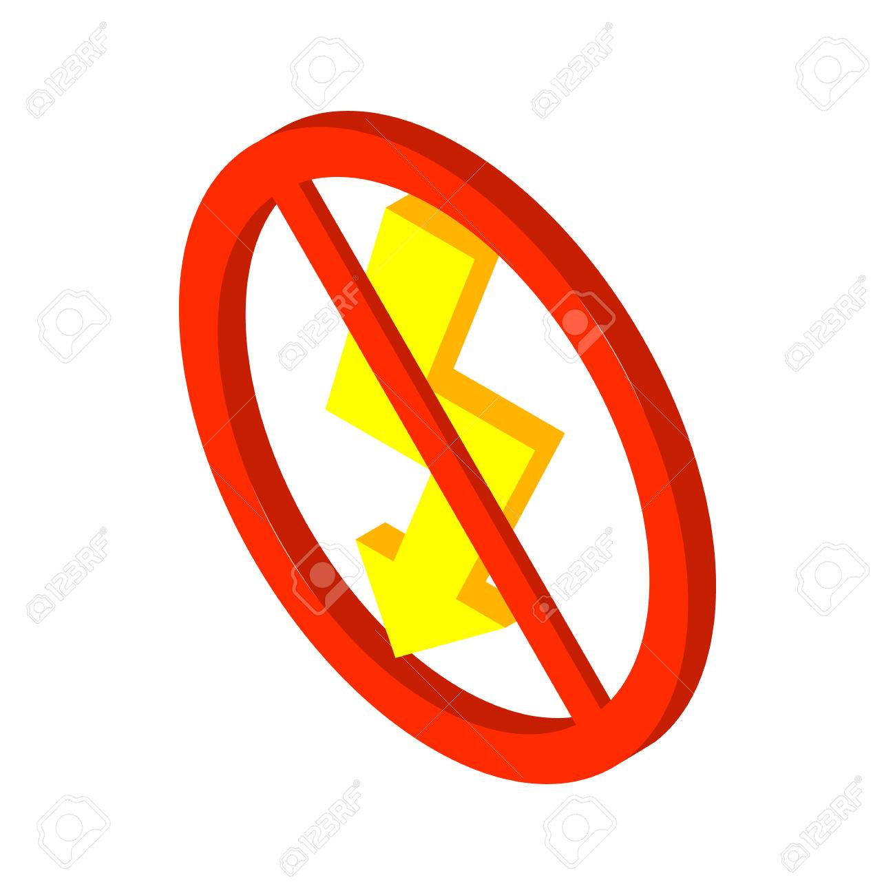 1300x1300 No Lightning Icon In Isometric 3d Style On A White Background