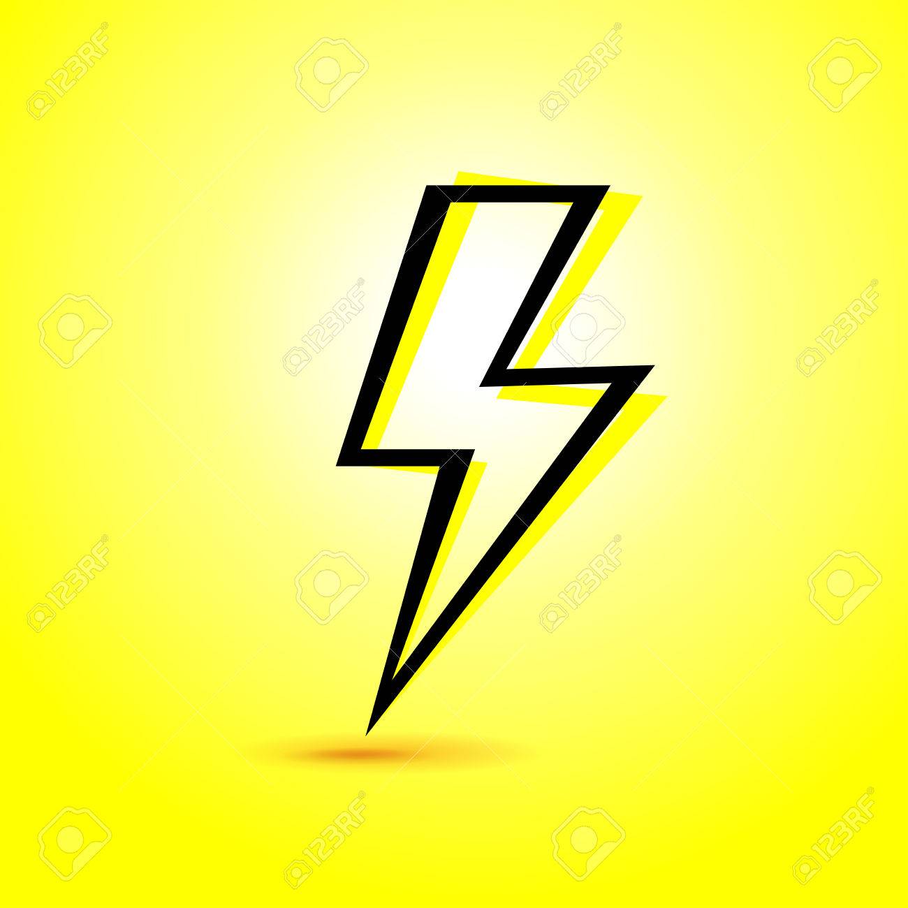 1300x1300 Vector Illustration Of Abstract Lightning Icon On Yellow
