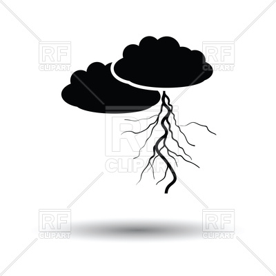 400x400 Clouds And Lightning Icon On White Background Royalty Free Vector
