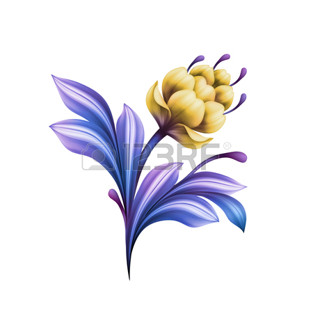 450x450 Abstract Tropical Flower, Botanical Illustration, Decorative