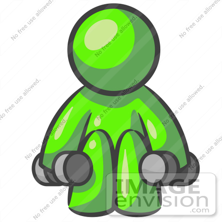 450x450 Clip Art Graphic Of A Lime Green Guy Character Working Out