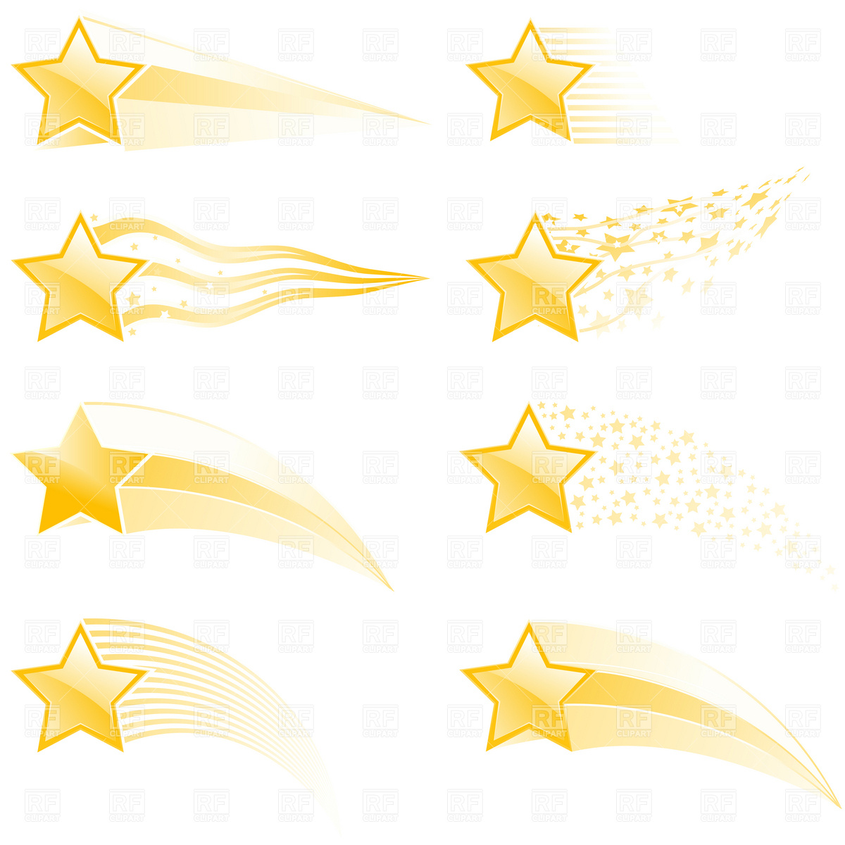 1200x1200 Flying Stars And Star Tracks In Different Style Royalty Free