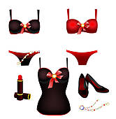 166x170 Clipart Of Lingerie Icons K8515072