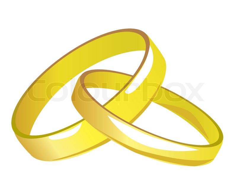 800x610 Two Linked Gold Wedding Rings Vector Illustration Stock Vector