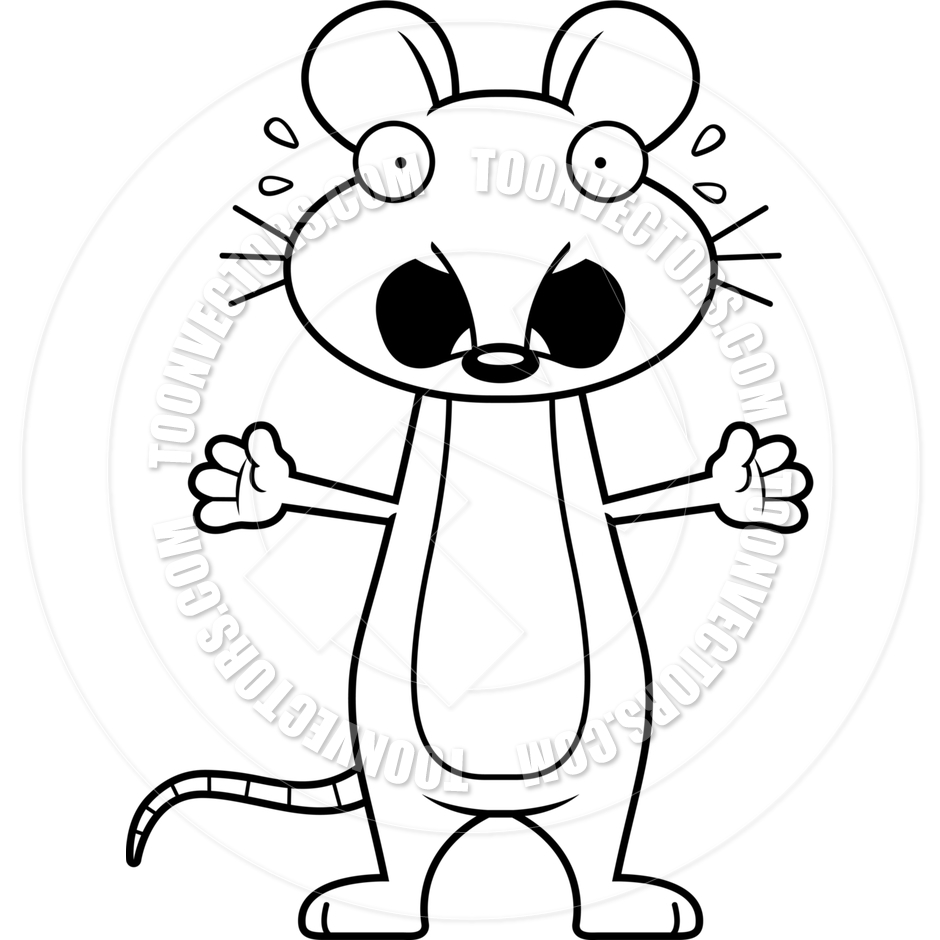 940x940 Cartoon Mouse Scared (Black And White Line Art) By Cory Thoman