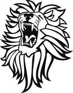 234x297 Roaring Lion Head In Black And White