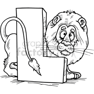 300x300 Royalty Free White Letter L With A Lion 373560 Vector Clip Art