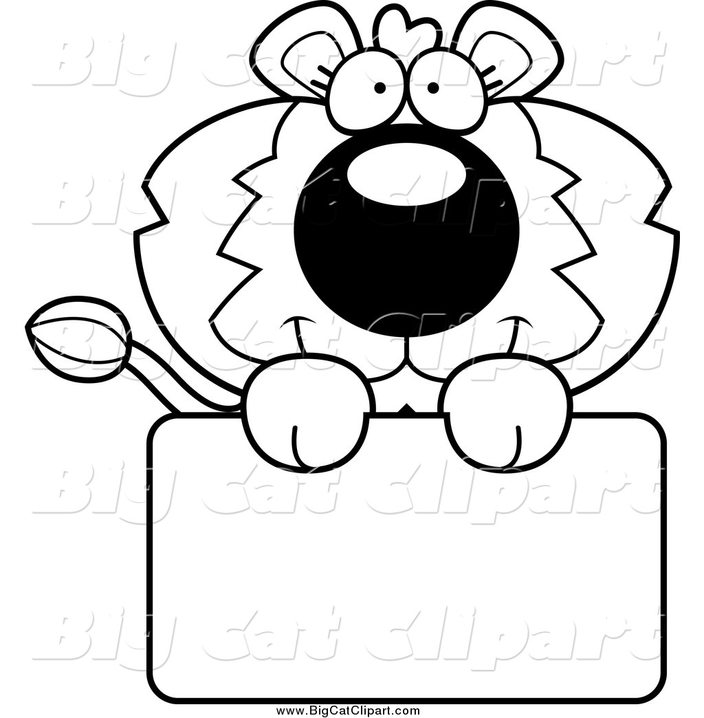 1024x1044 Big Cat Cartoon Vector Clipart Of Blacknd White Lion Holding
