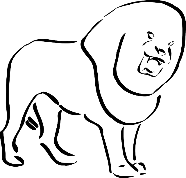 640x611 Simple, Outline, King, Lion, Art, Tail, Mane