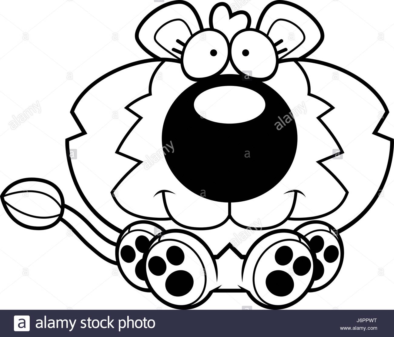 1300x1113 A Cartoon Illustration Of A Lion Cub Sitting And Smiling Stock
