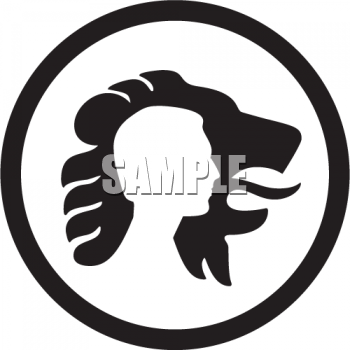 350x350 Lion Face Outline Circle Clipart