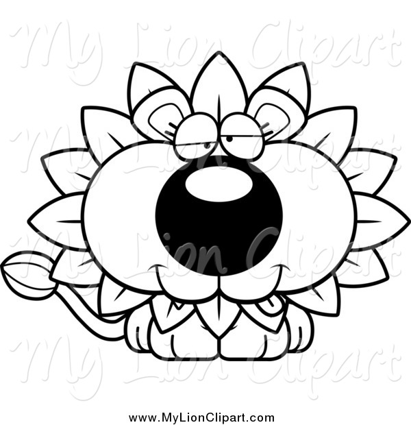 600x620 Clipart Of A Black And White Dandelion Flower Lion With A Goofy