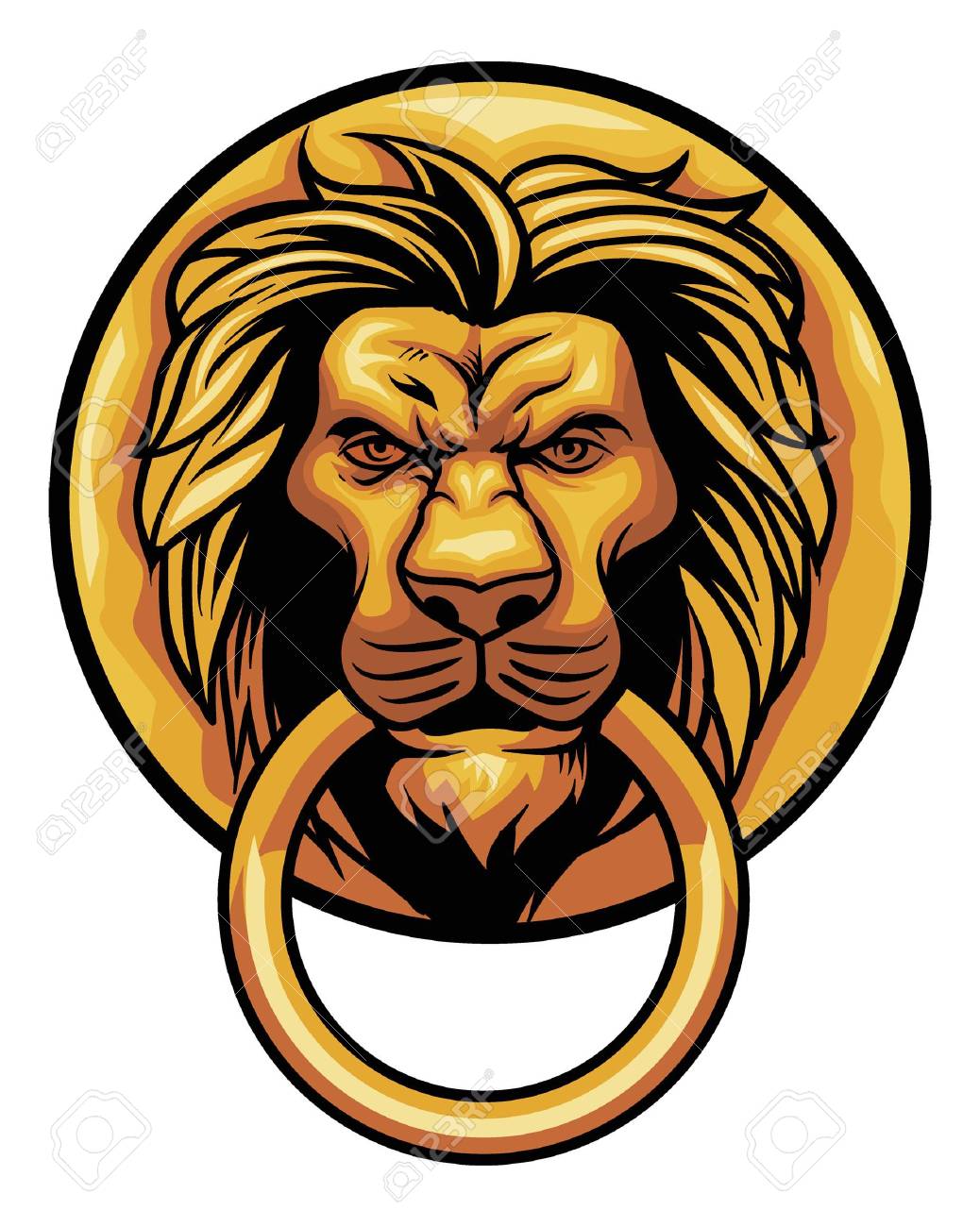 1038x1300 Lion Head Knocker Door Decoration. Royalty Free Cliparts, Vectors