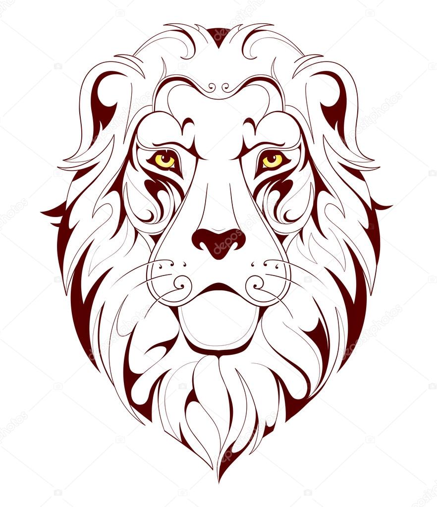 882x1023 Lion Head Tattoo Stock Vector Akv Lv
