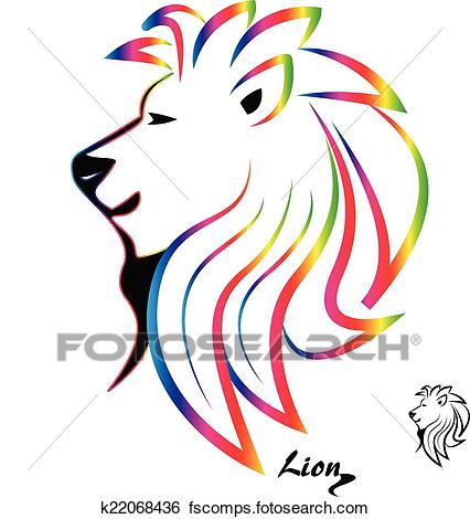 426x470 Clip Art Of Stylized Colorful Lion Head Silhouette Logo Vector