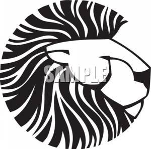 300x297 And White Lion Head Clip Art Image