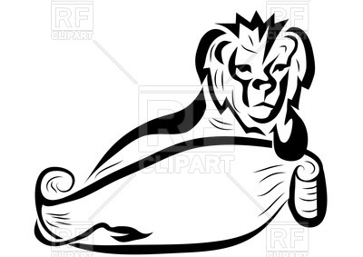 400x283 Lion With Empty Banner Royalty Free Vector Clip Art Image