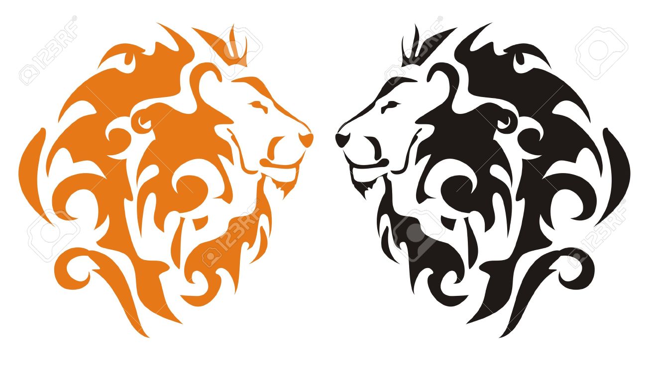 1300x744 Tribal Lion Heads, Vector Royalty Free Cliparts, Vectors,