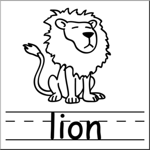 304x304 Clip Art Basic Words Lion Bampw Labeled I Abcteach