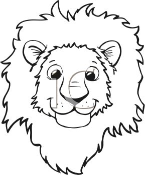 289x350 Royalty Free Clipart Image Black And White Cartoon Of A Lion's Face