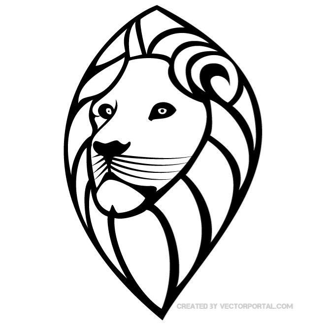 660x660 Lion's Head Vector Drawing By Vectorportal