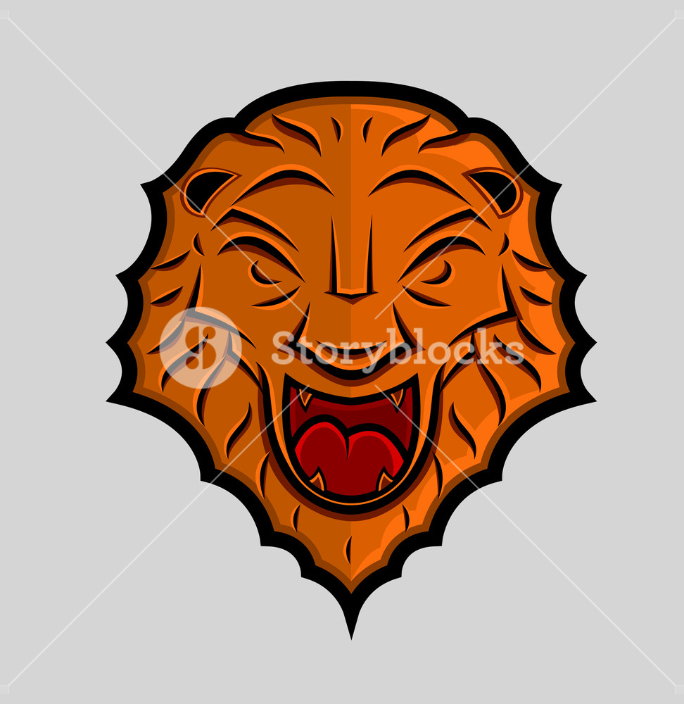 972x1000 Lion Head Shield Design Vector Illustration Royalty Free Stock