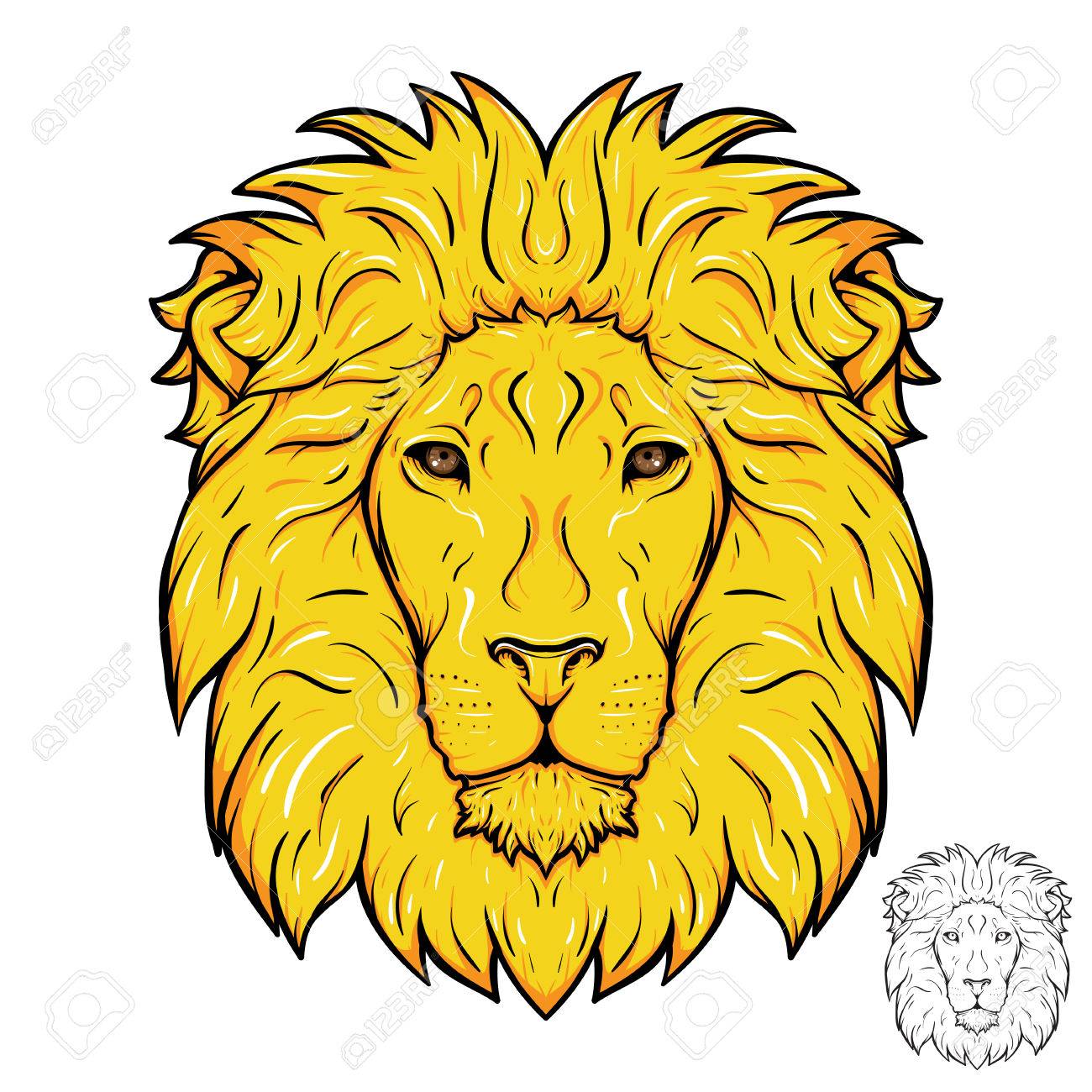 1300x1300 Lion Head. Gold Mane. Royalty Free Cliparts, Vectors, And Stock