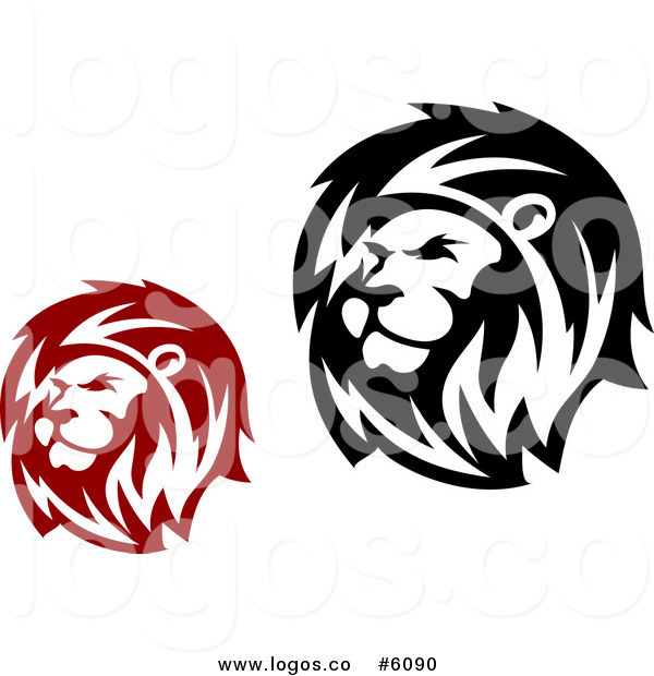 600x620 Royalty Free Of Red And Black Lion Head Logos By Vector Tradition