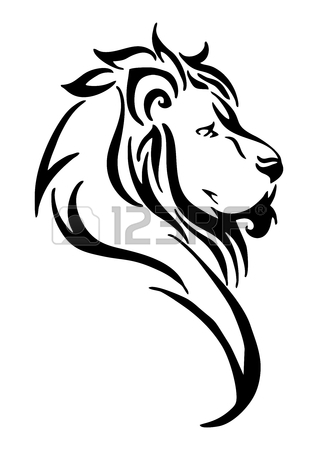 318x450 Silhouette Lion Side Head Tribal Tattoo Vector White Isolated
