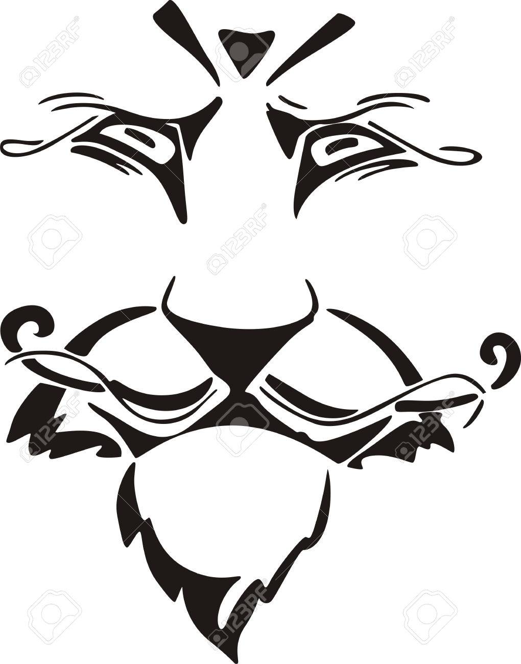 1020x1300 Lion Muzzle. Black And White Vector Tattoo Illustration. Royalty