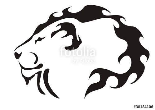 500x354 Lion Head. Black On White Stock Image And Royalty Free Vector