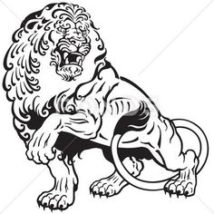236x236 Lion Head , Black And White Tattoo Illustration. Download A Free
