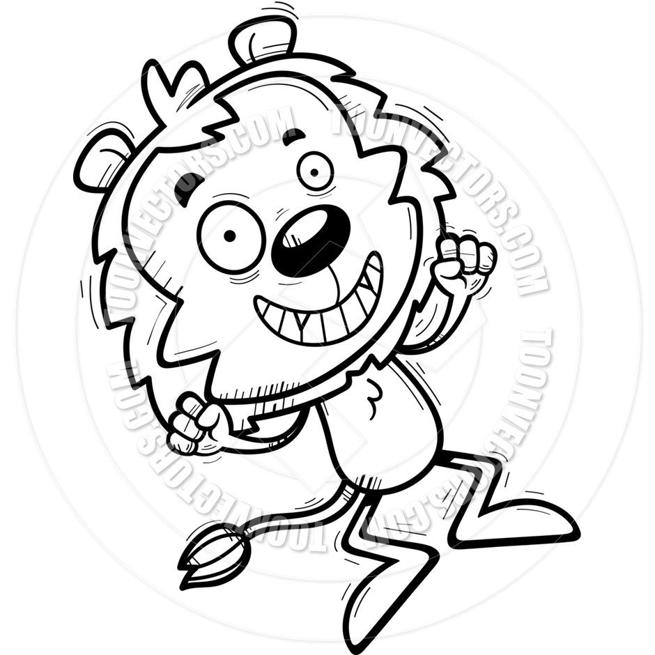 940x940 Cartoon Male Lion Jumping (Black Amp White Line Art) By Cory Thoman