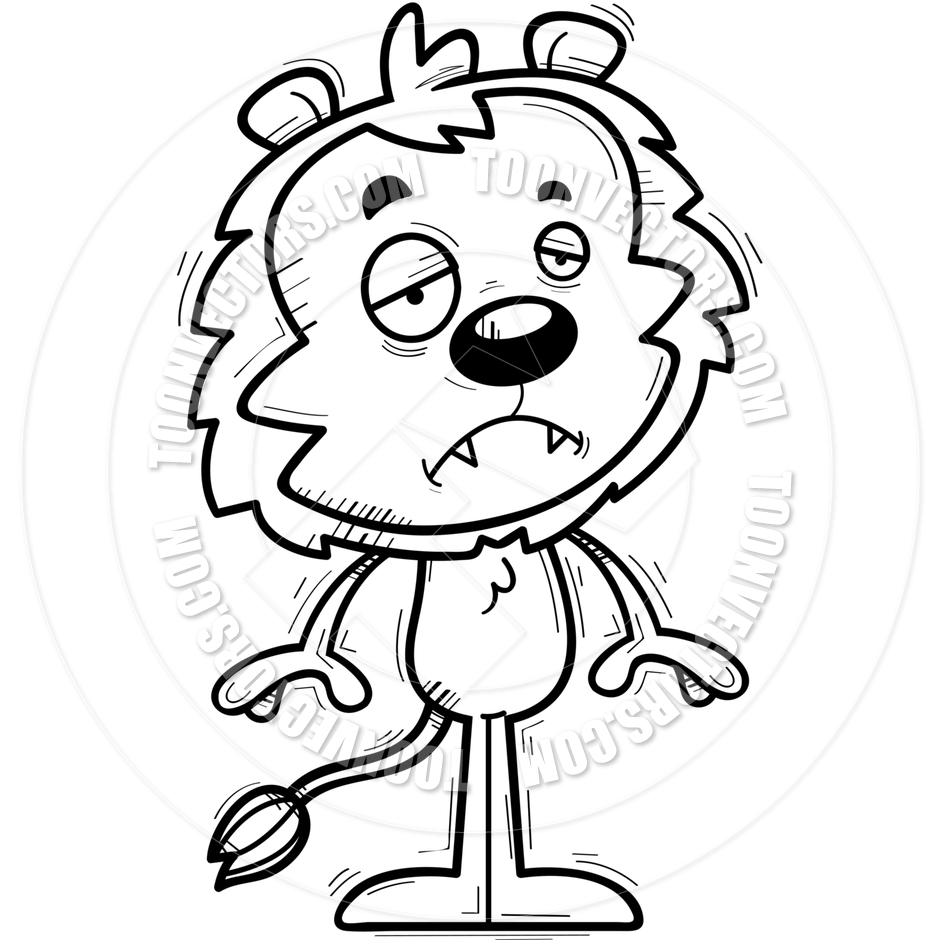 940x940 Cartoon Male Lion Sad (Black Amp White Line Art) By Cory Thoman