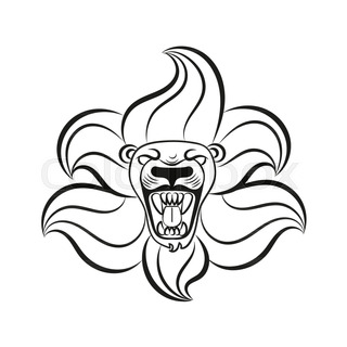320x320 Lion Face Vector Illustration Line Drawing Stock Vector Colourbox