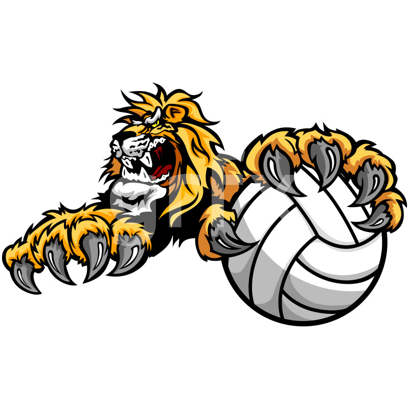 800x800 Lion Volleyball Mascot